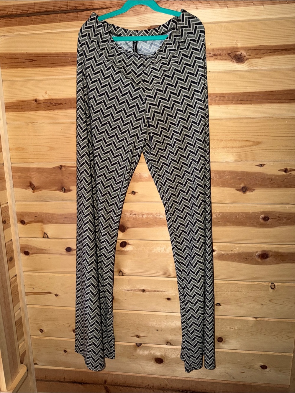 Women's Geometric Print Stretch Pants- Black, Cream, Olive